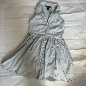 👗💙 Girls’ Faded Blue Denim Style Button Up Dress – Youth Size 12 💙👗